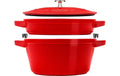 Staub Cocotte 3tlg. 24cm, rund, Kirsch-Rot stackable