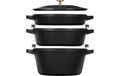 Staub Cocotte 4tlg. 24cm, rund, Schwarz, stackable