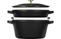 Staub Cocotte 3tlg. 24cm, rund, Schwarz, stackable