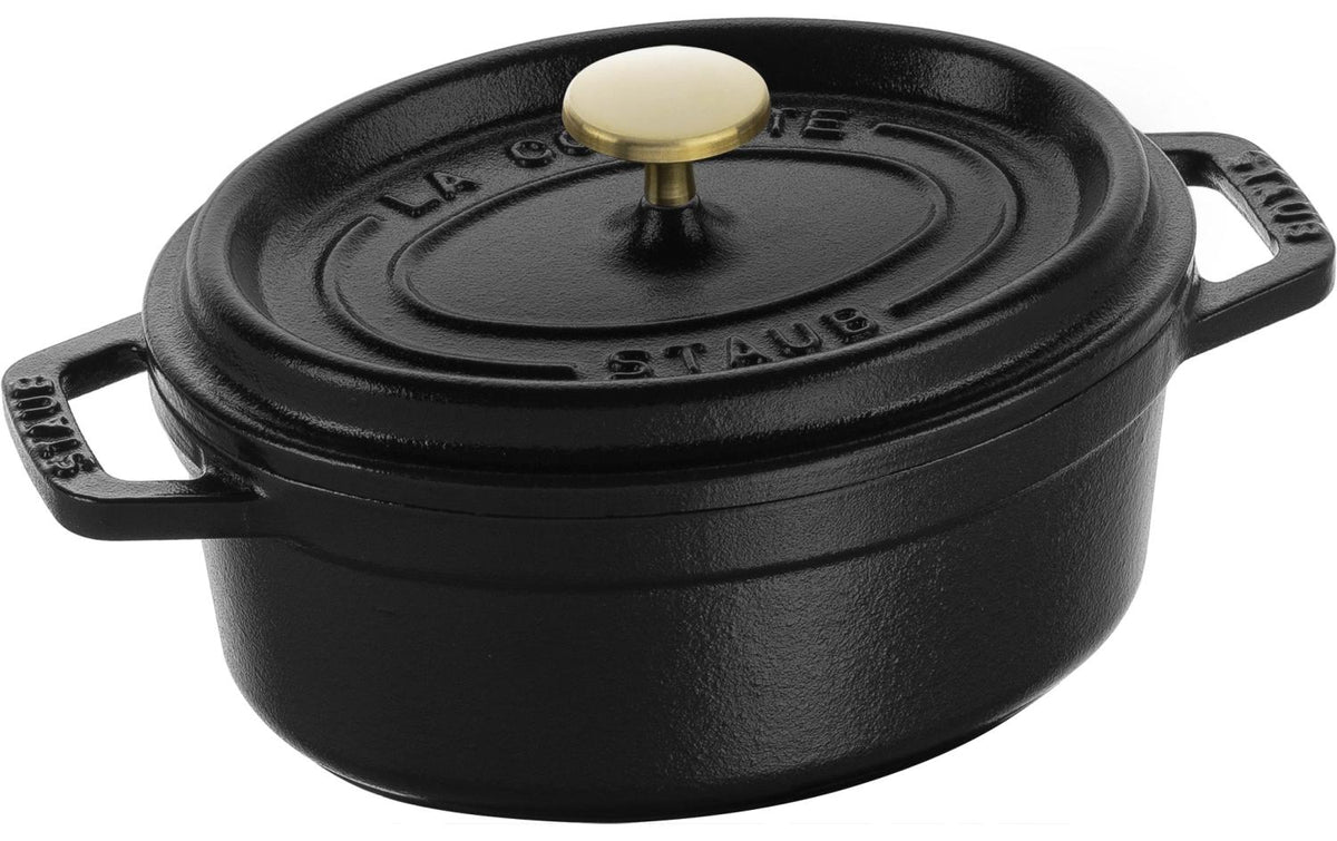 Staub Cocotte 15cm, oval, Schwarz, Gusseisen 0.6l