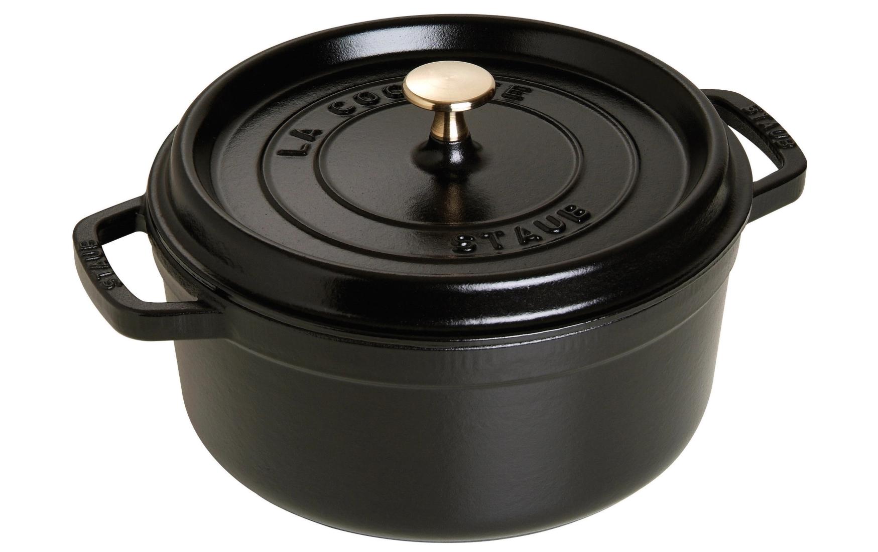 Staub Cocotte 24cm, rund, schwarz, Gusseisen 3.7l