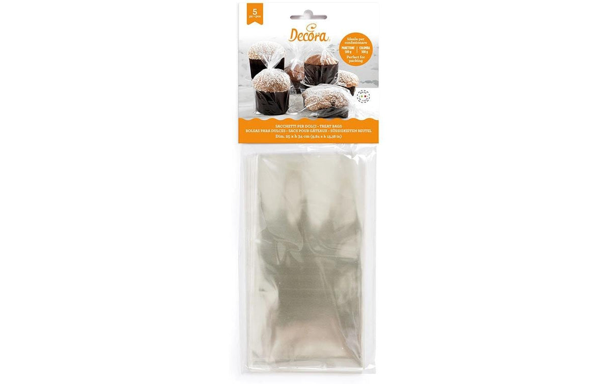 Decora Klarsichtbeutel Panettone  25 x 34cm 5 Stück, für 500g Panettone