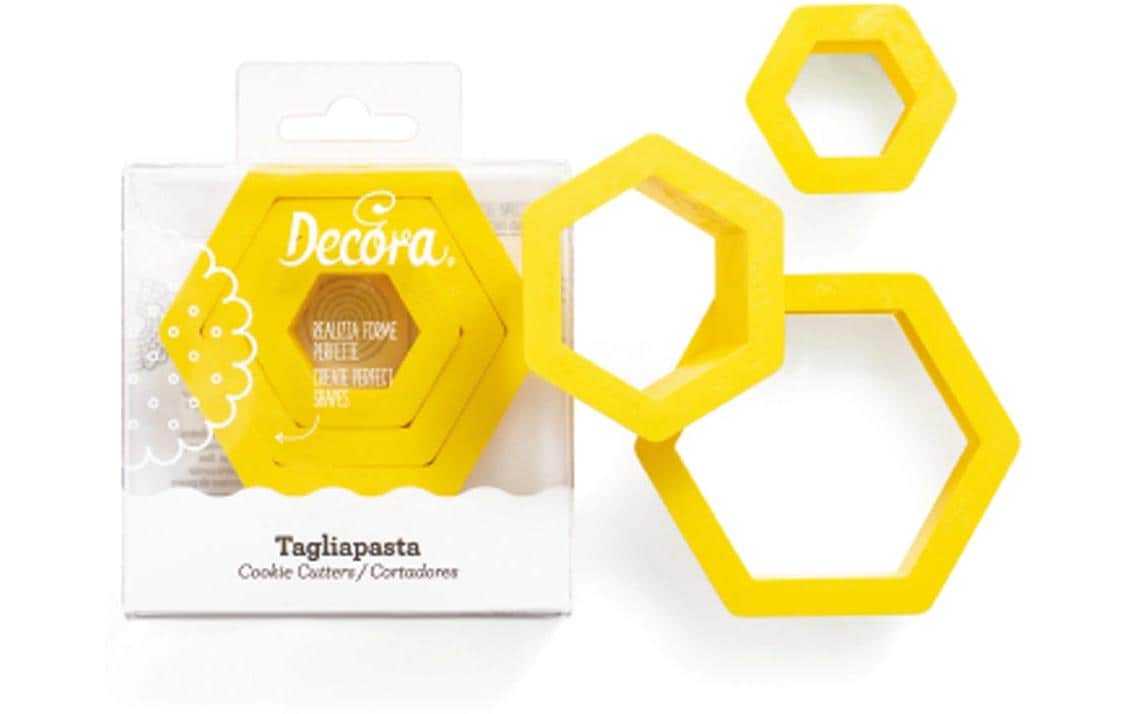 Decora Ausstechformen-Set Hexagon-Sechseck 3 Stück, versch. Grössen, aus Kunststoff