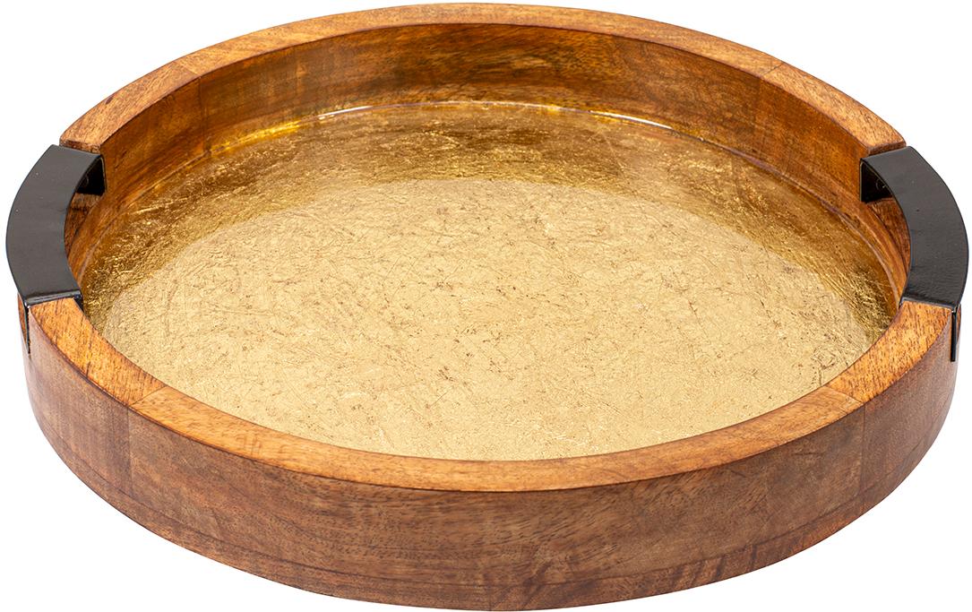 Kadastar Drehteller Shine Ø 32.5 cm, Mangoholz, gold