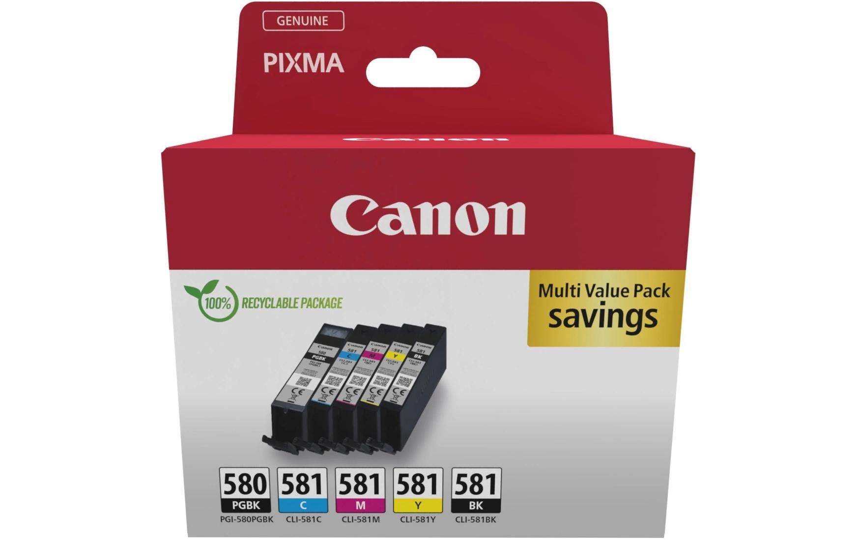 Tinte Canon INK PGI-580/581 Multipack PGBK (11.2ml), C, M, Y, BK (4x5.6ml)
