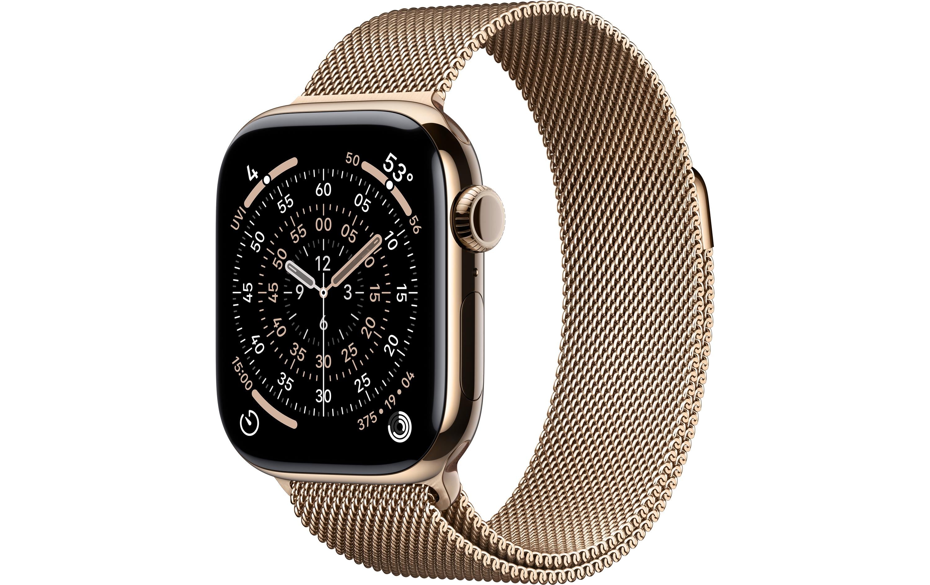 Apple Watch S11 CEL 42 Gold Titanium LOOP mit Gold Milanese Loop