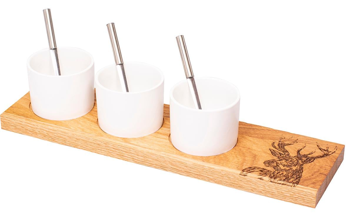 Kadastar Apéro-Set "Hirsch", klein Eiche rustikal, 40 x 11 x 2 cm