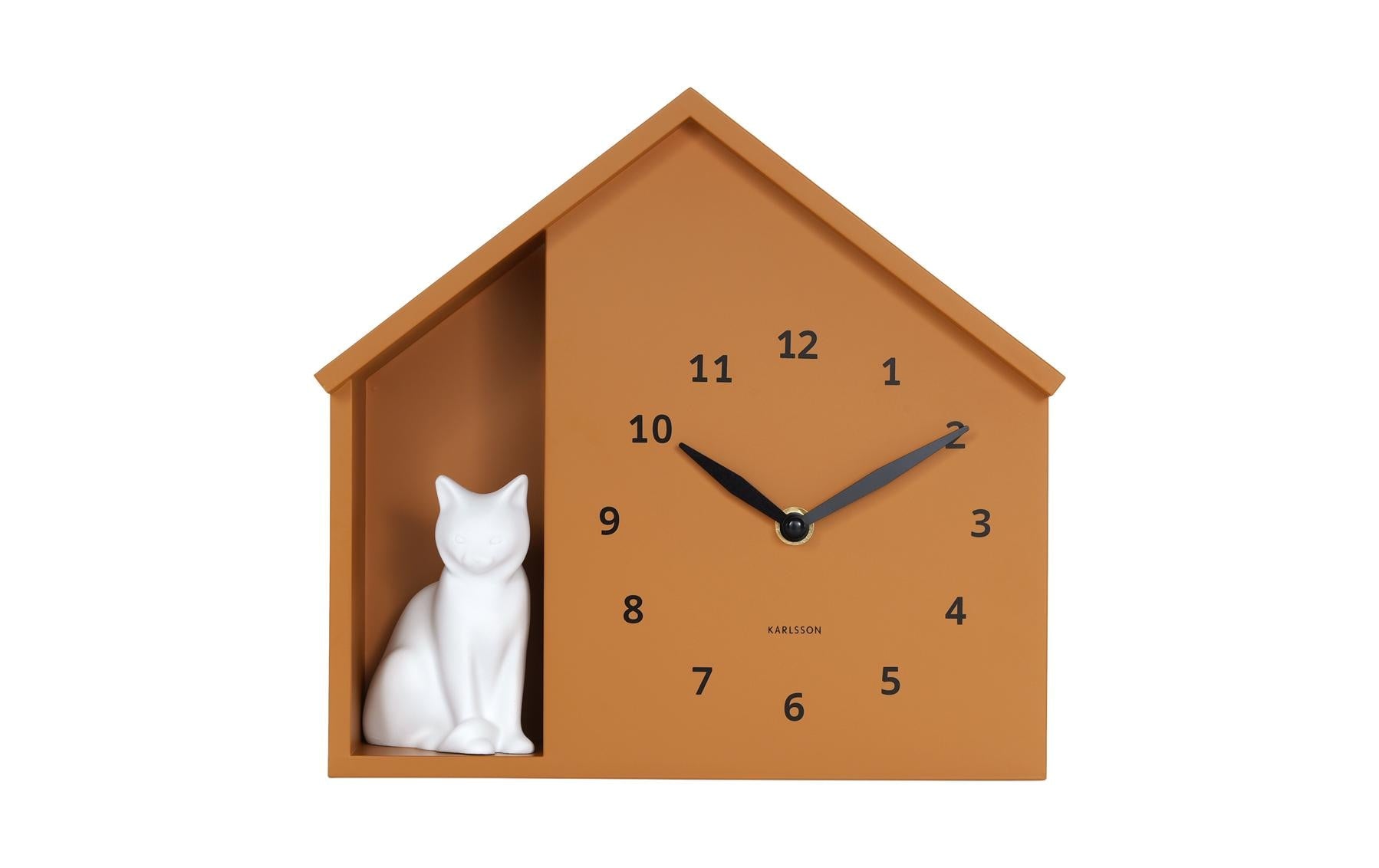 KARLSSON Wall clock Sitting Cat Exkl. 3 x AA, Ochre yellow