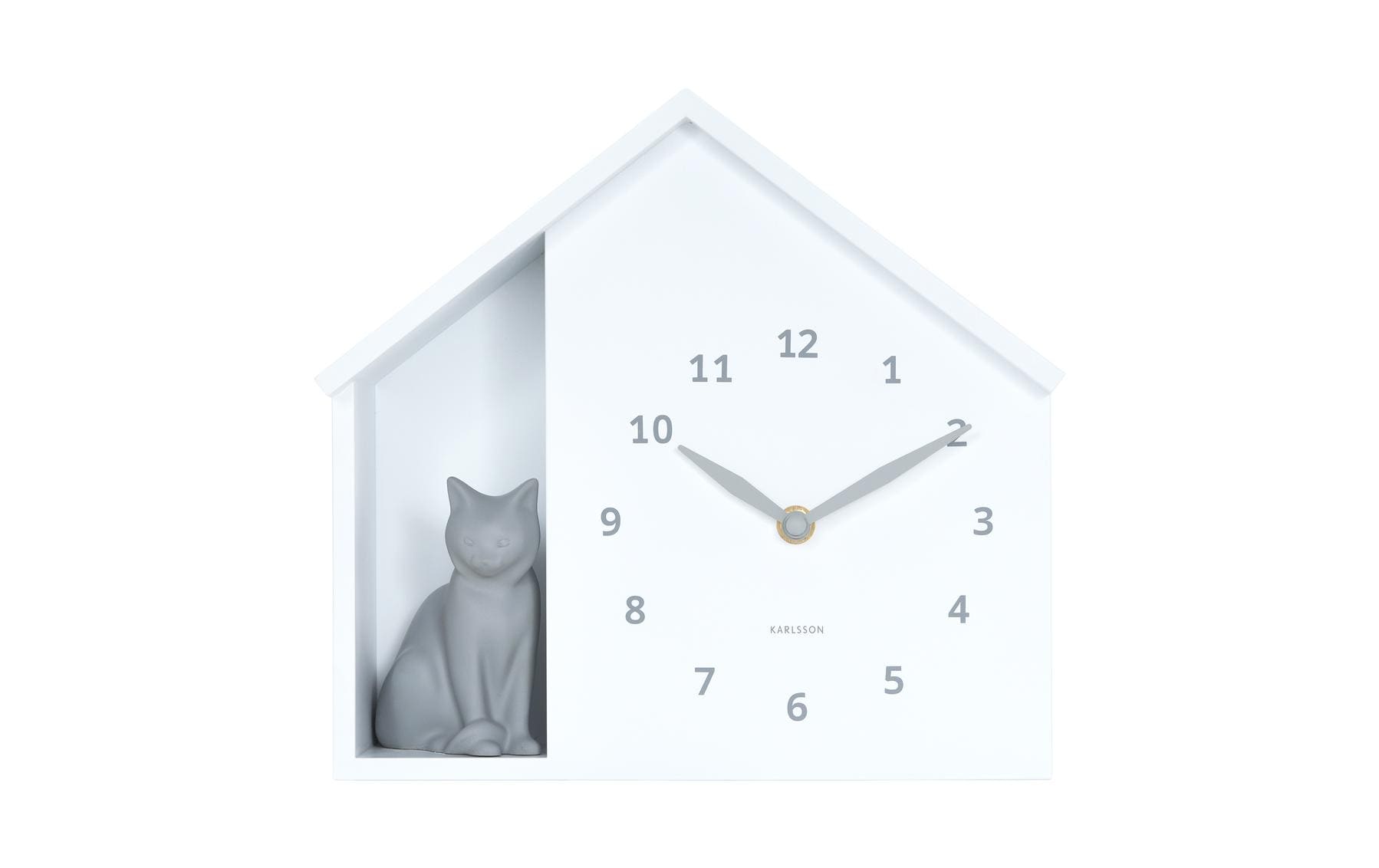 KARLSSON Wall clock Sitting Cat Exkl. 3 x AA, White