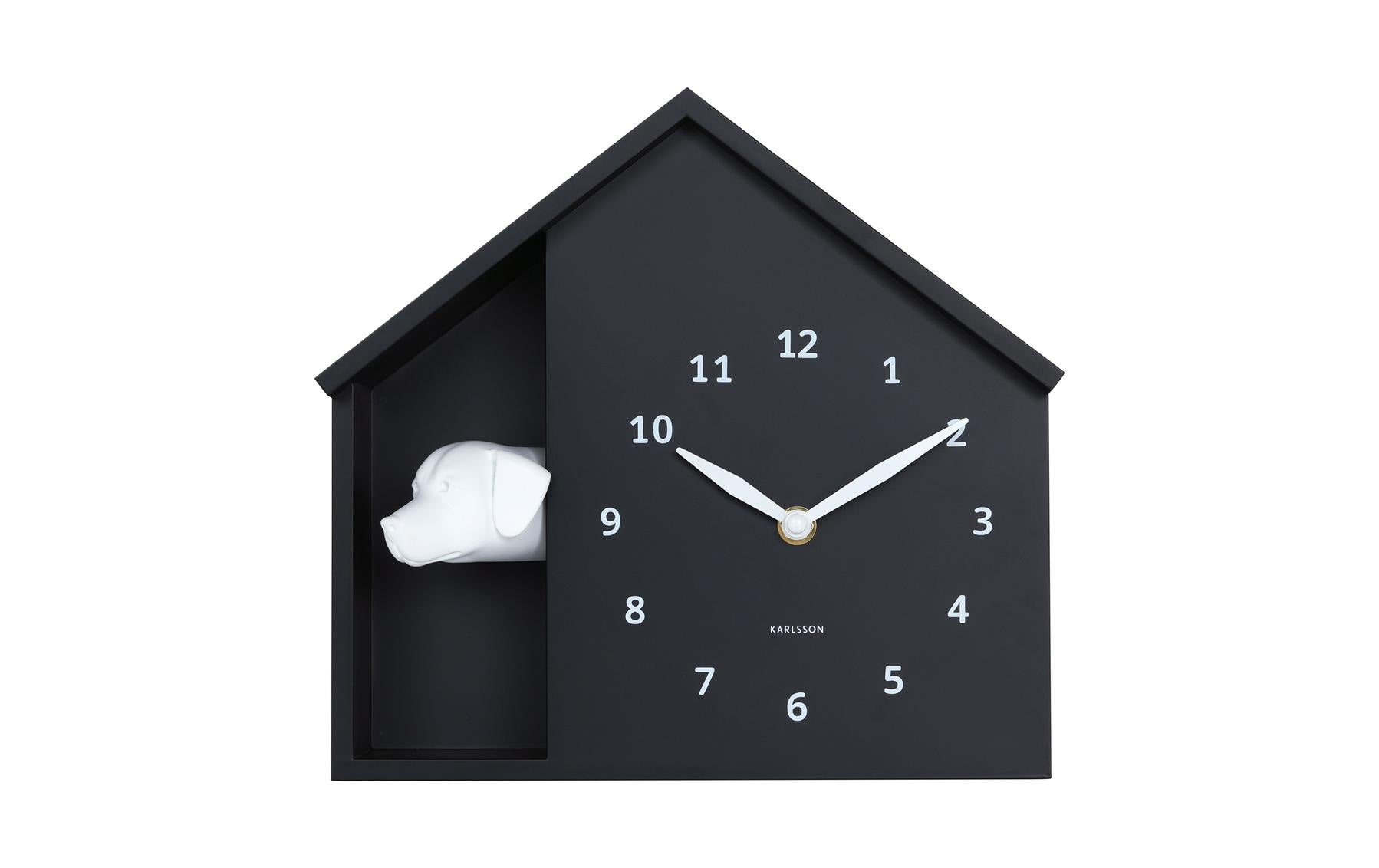 KARLSSON Wall clock Peeking Doggy Exkl. 3 x AA, Black