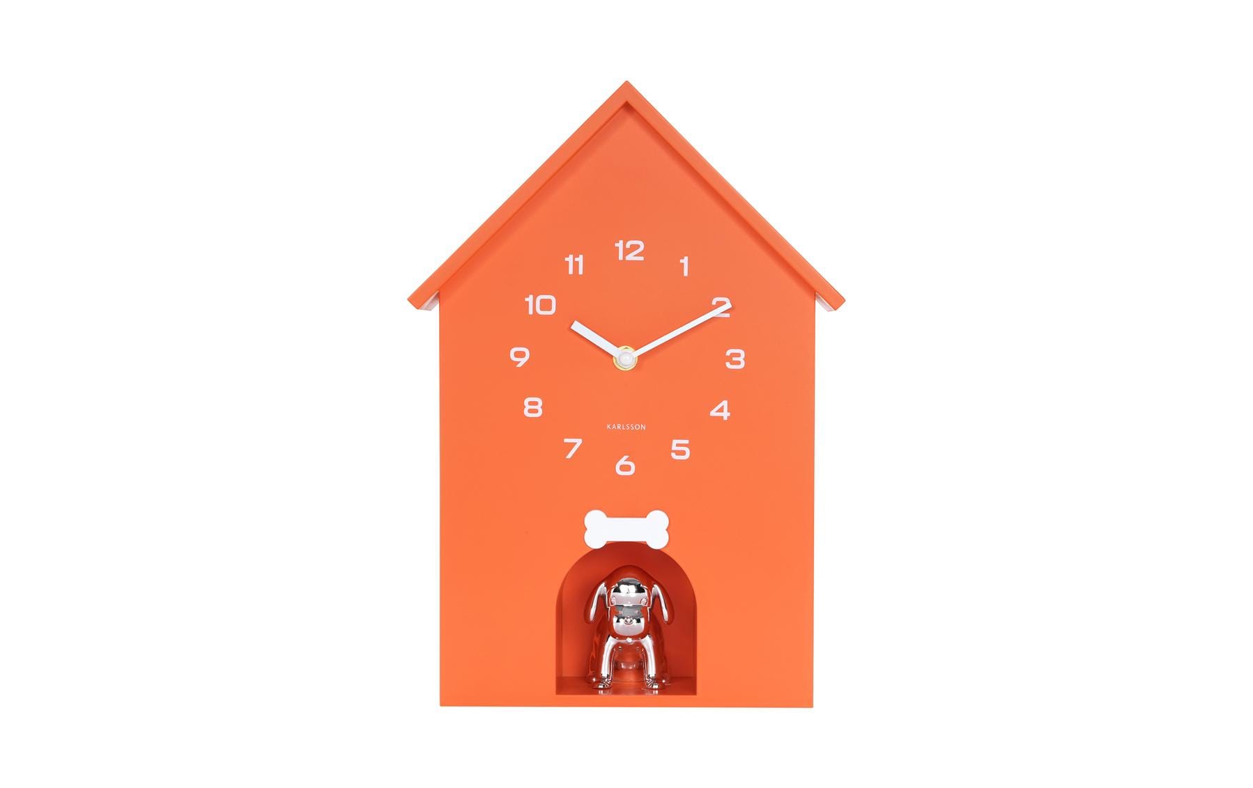 KARLSSON Wall clock Dog House Exkl. 3 x AA,  Bright orange