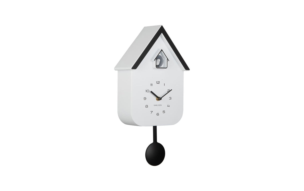 KARLSSON Wanduhr Dupla Color Cuckoo Exkl. 1 x AA Batterie, White w. black
