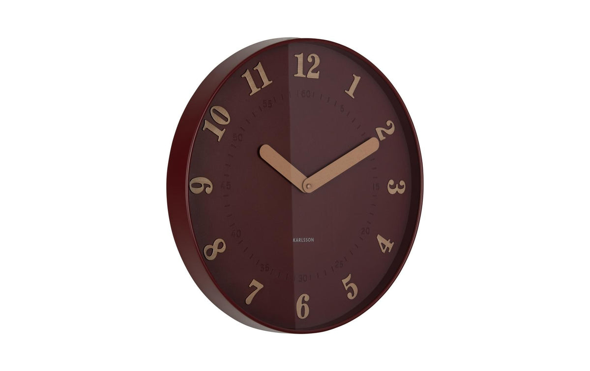 KARLSSON Wanduhr Amena 40 cm Exkl. 1 x AA Batterie, Burgundy Red