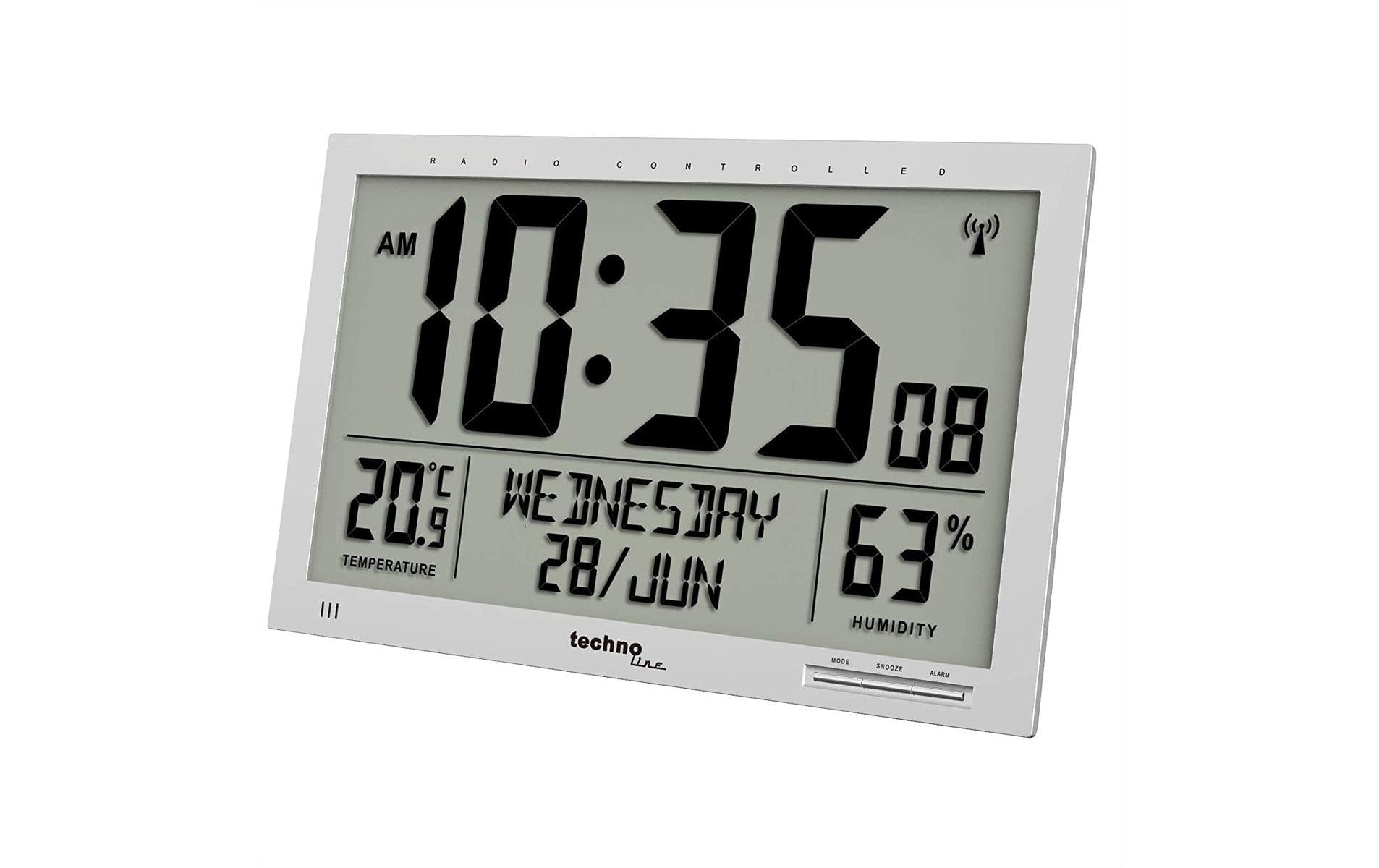 Technoline Funkwanduhr WS8013 weiss ohne Batterie, Grau