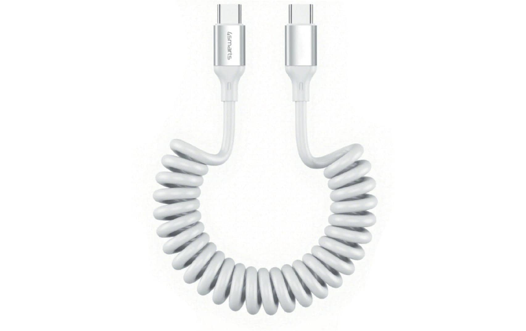 4smarts USB2.0 Spiralkabel C-C,12-50cm,240W weiss