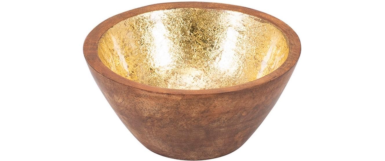 Kadastar Schale "Shine", Ø 10 cm Mangoholz, gold