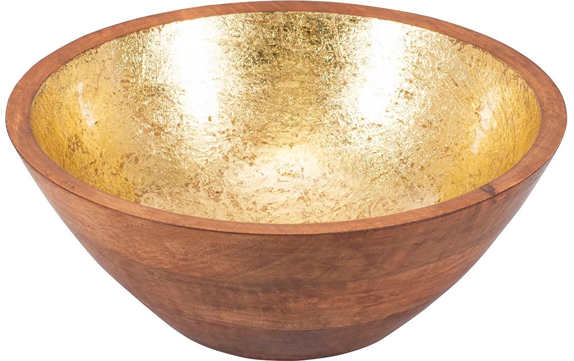 Kadastar Schale "Shine", Ø 25 cm Mangoholz, gold