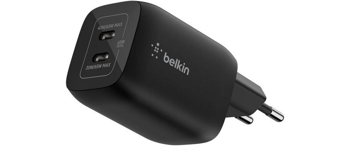 Belkin Gaming Dual USB-C Ladegerät 65W, Schwarz