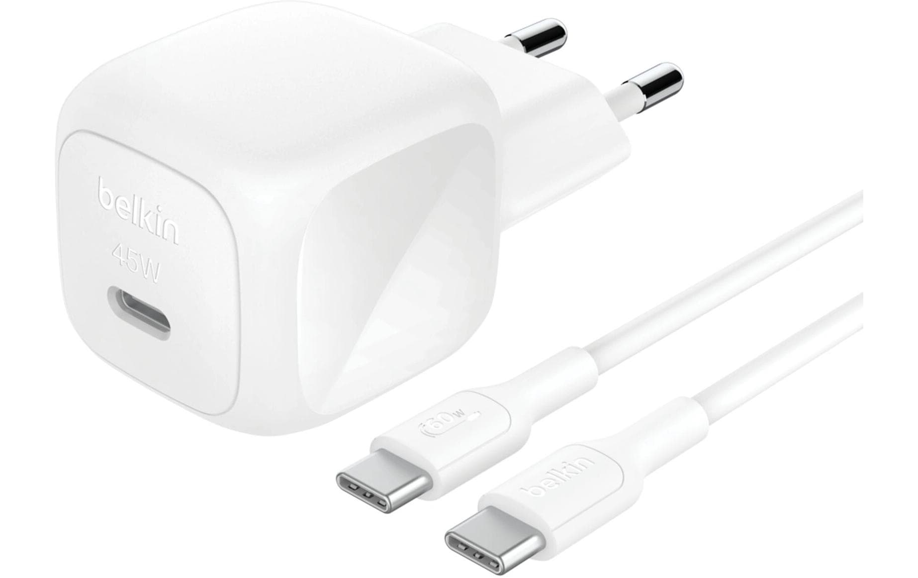 Belkin BoostCharge Ladegerät iinkl Kabel 45W, usb-c/usb-c, weiss