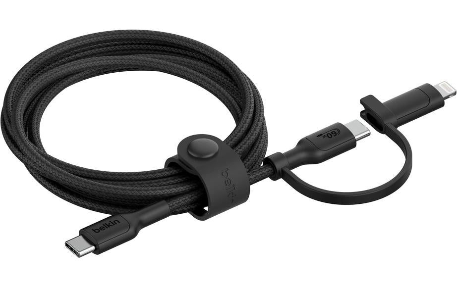 Belkin BoostCharge 2in1 Kabel USB-C und Lightning-Anschluss, Weiss