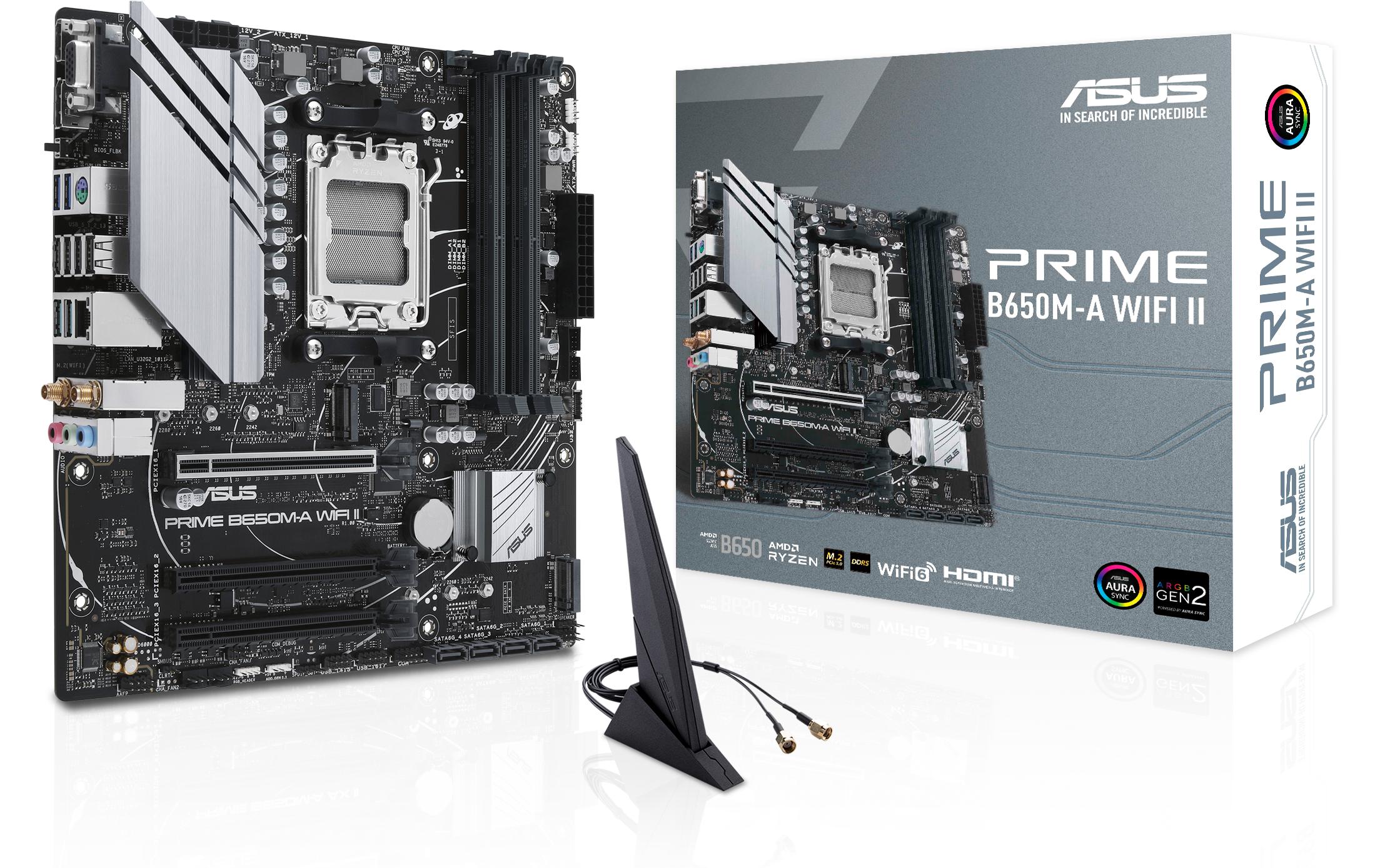 ASUS PRIME B650M-A WIFI II, mATX AM5, AMD B650, 4x DDR5, PCIe 4.0, WiFi 6