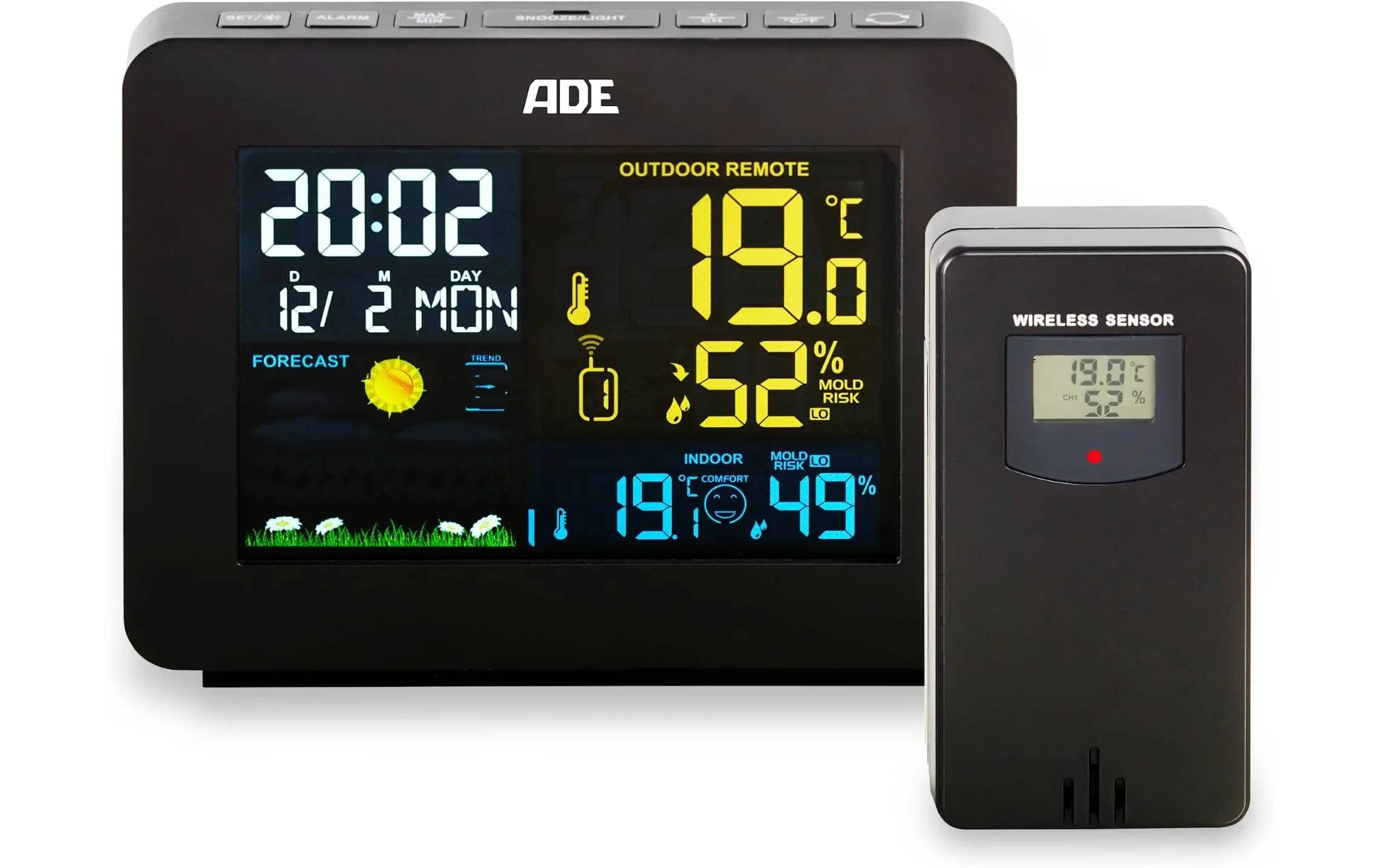 ADE Wetterstation mit Funk-Aussensensor WS1917, schwarz
