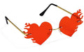 Partydeco Brille Flammen Herz 14.5 x 5 x 13 cm, rot