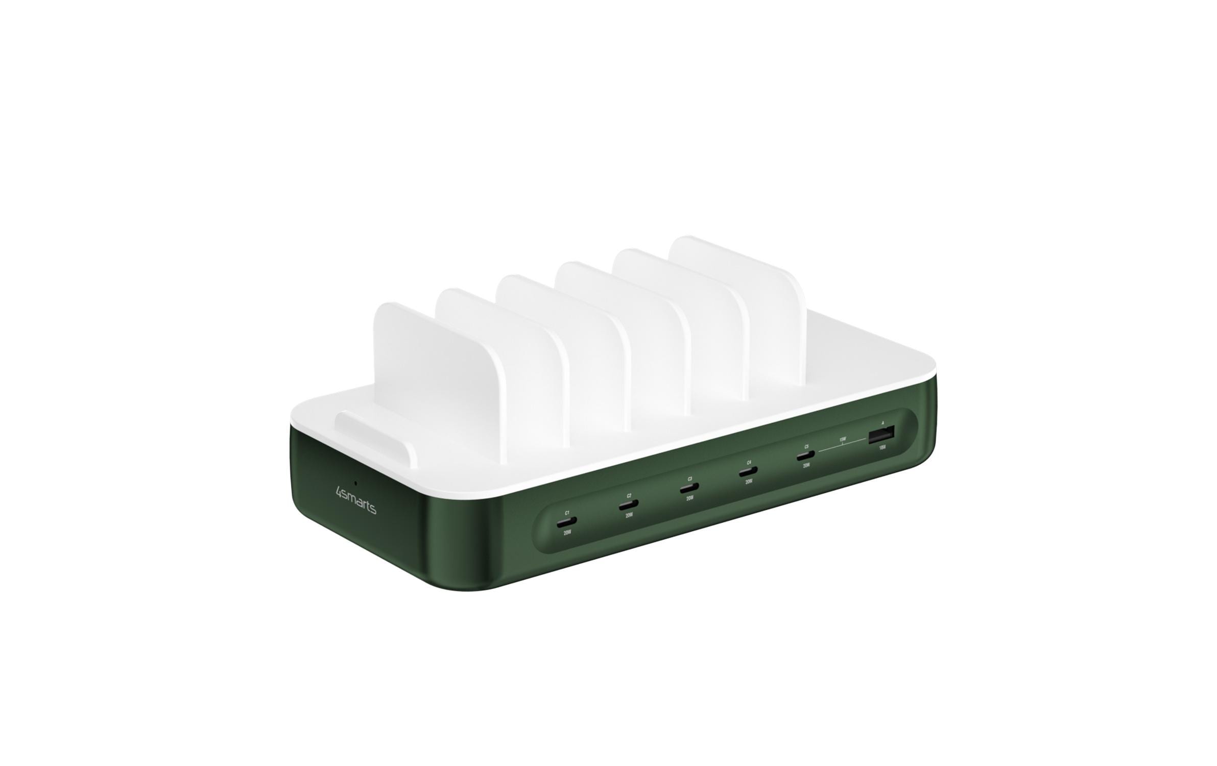 4smarts Ladestation Team inkl. 6 Kabel 5x USB-C, 1x USB-A, Grün