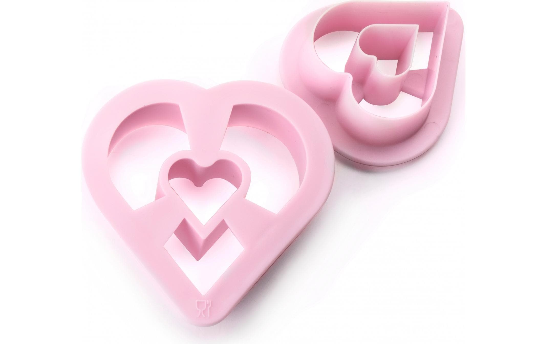 Ibili Set von 2 Guetzli-Donut-Ausstecher Herzform 5,5 + 8 cm
