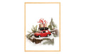 Wallxpert Weihnachtsbild "Auto/Geschenke" 33x48 cm, 100% MDF, mit Holzrahmen