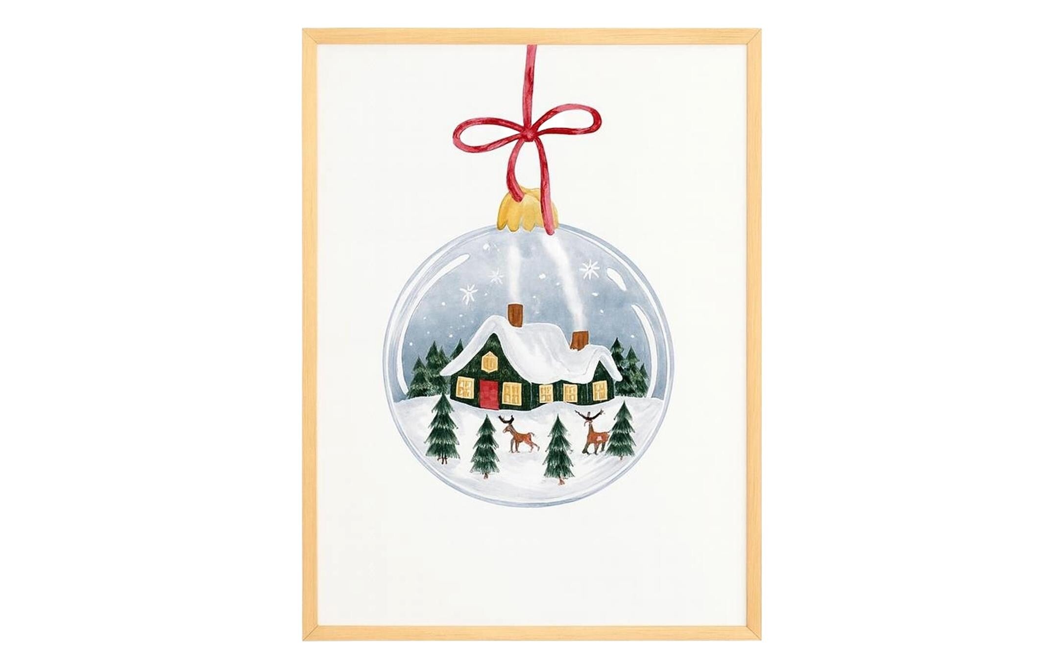 Wallxpert Weihnachtsbild "Weihnachtskugel" 33x48 cm, 100% MDF, mit Holzrahmen
