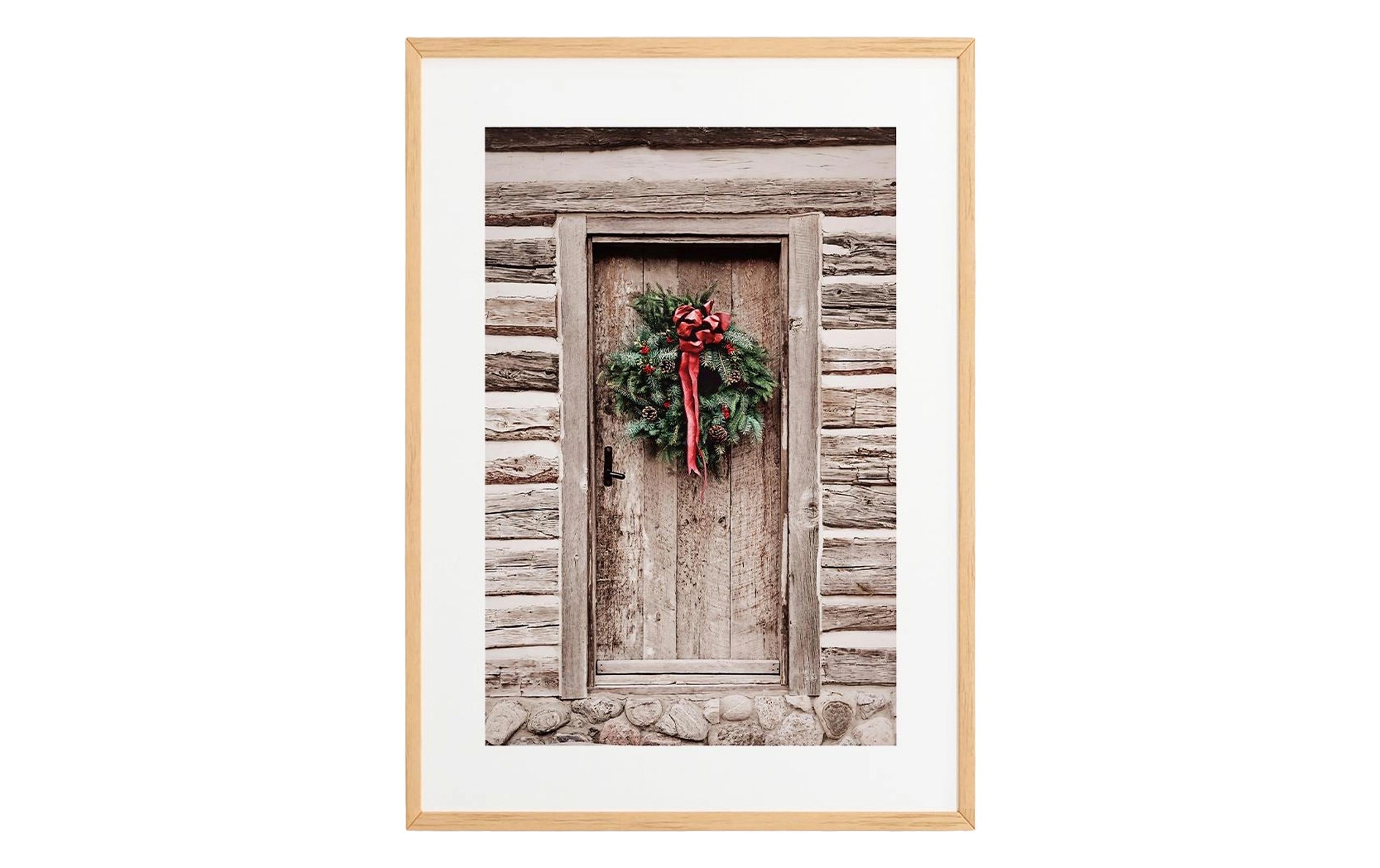 Wallxpert Weihnachtsbild "Haustür" 33x48 cm, 100% MDF, mit Holzrahmen