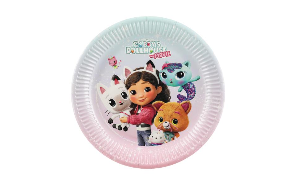 Partydeco Teller Gabbys Dollhouse blau/rosa, 23 cm, 6 Stück, Pappe