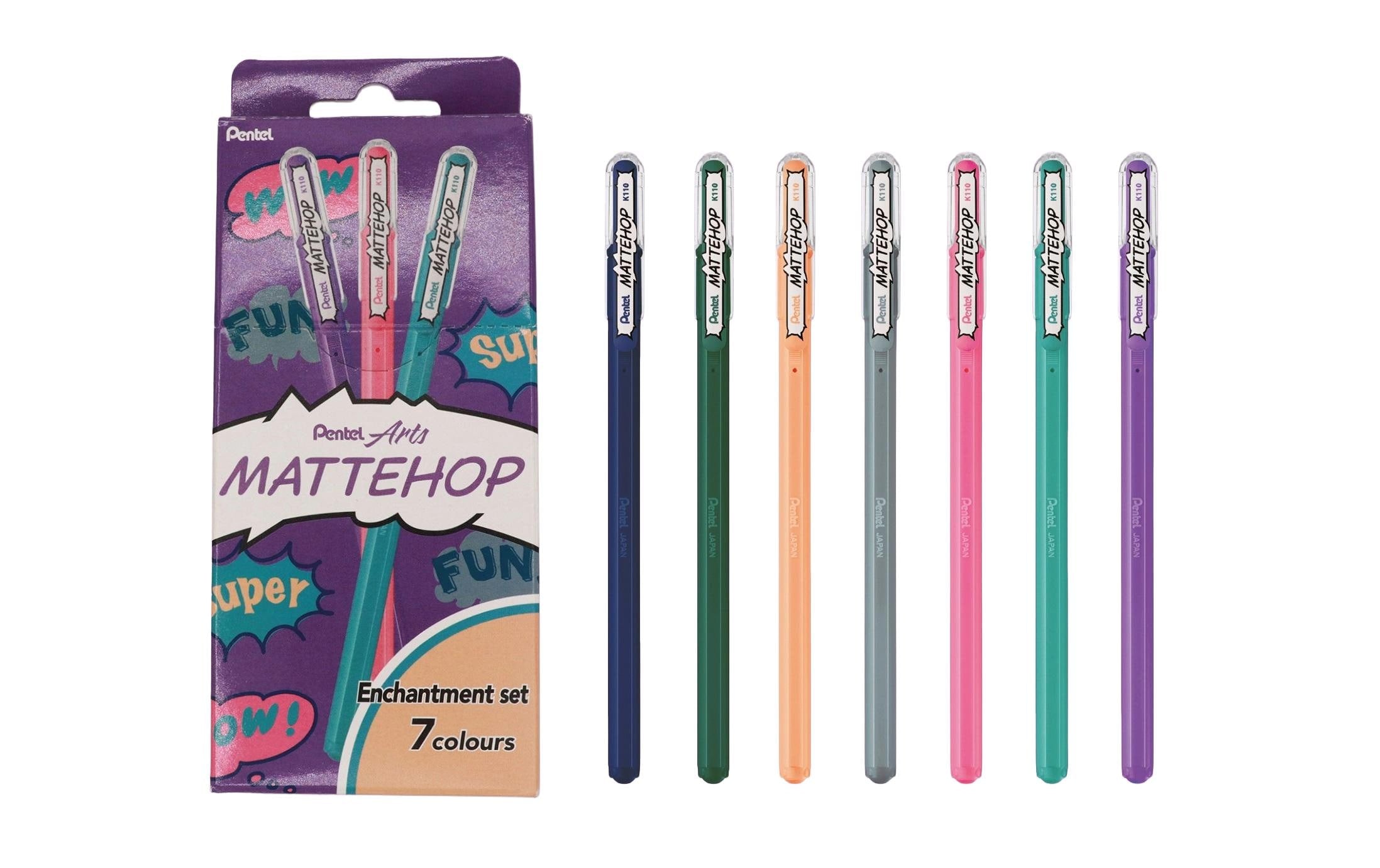 Pentel Gel Roller Mattehop Enchantment Set mit 7 Farben