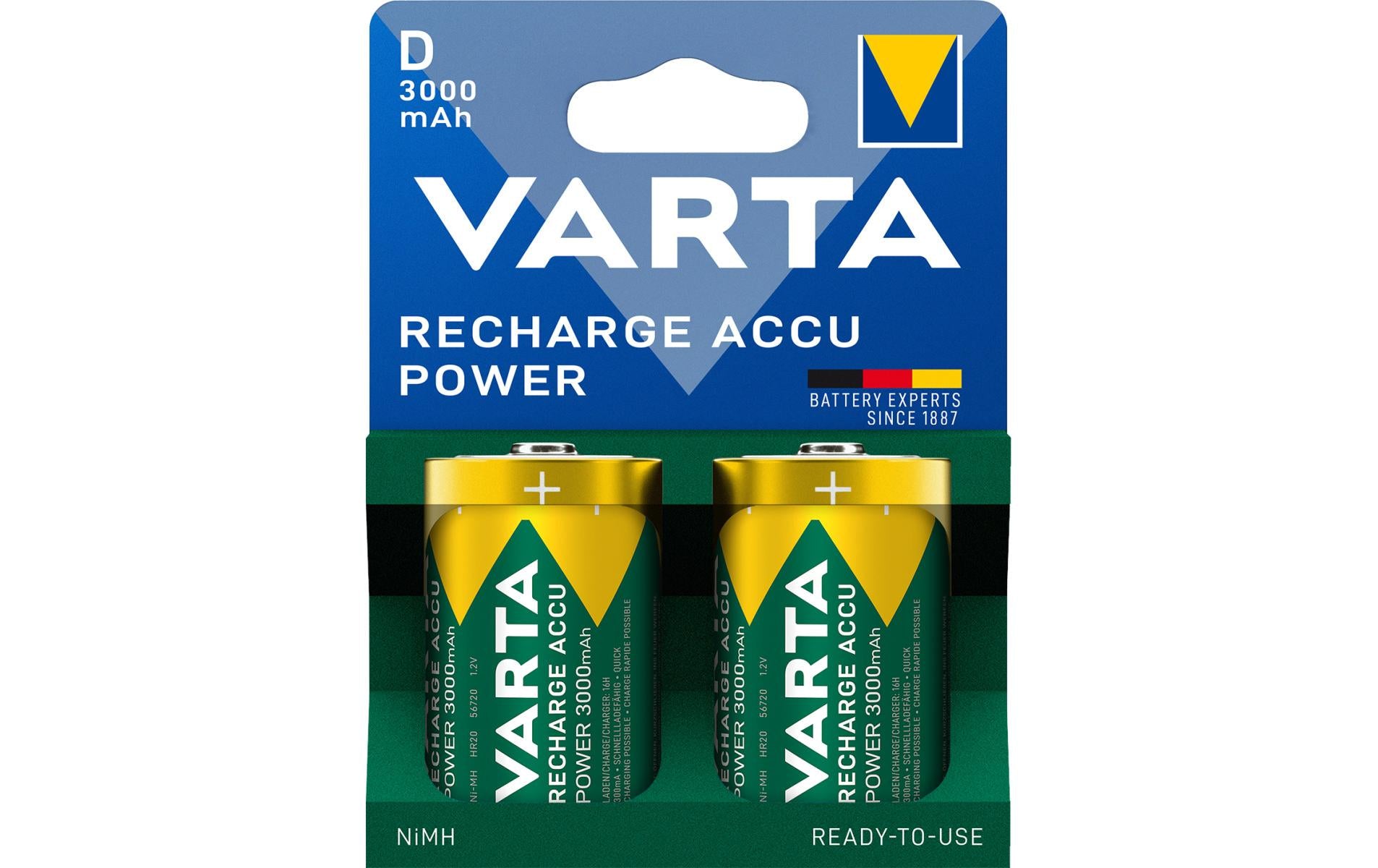VARTA Akku Typ D 3000 mAh, 2Stk 2er-Pack, NiMH, 1.2V