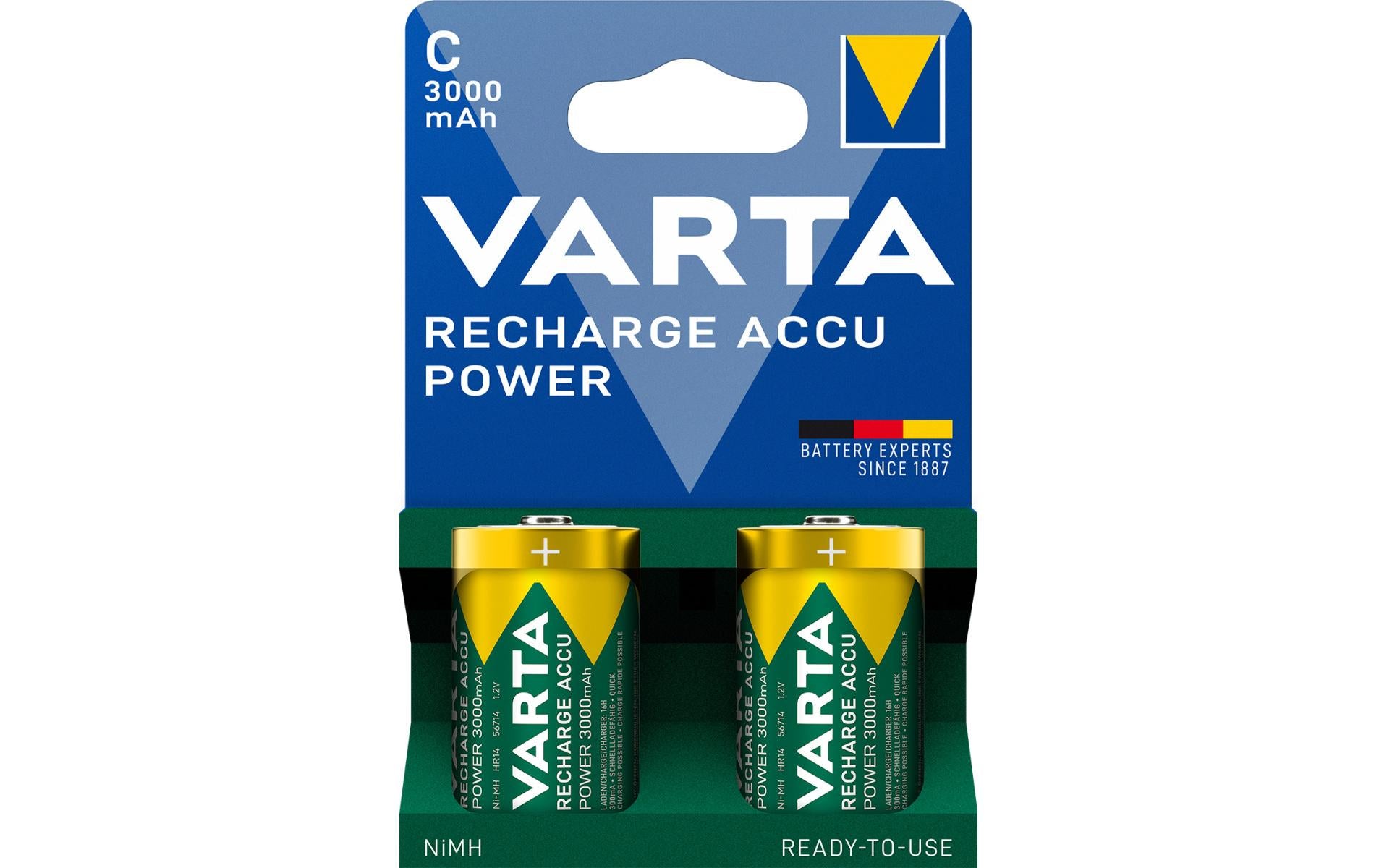 VARTA Akku Typ C 3000 mAh, 2Stk 2er-Pack, NiMH, 1.2V