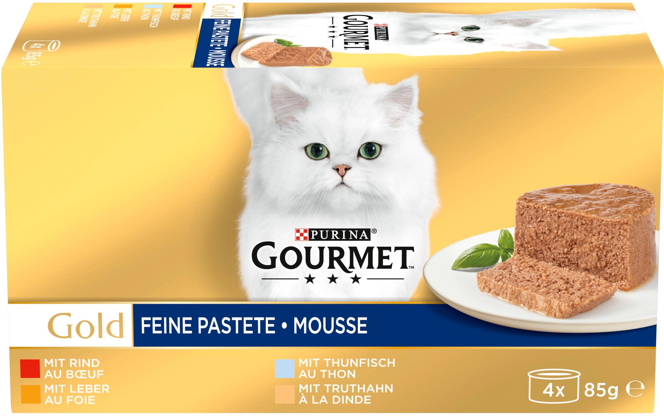 Gourmet Gold Feine Pastete 4x85g Rind, Leber, Thunfisch, Truthahn