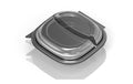 Duni Vista Menuschale gross, 2-Teilung 670/460ml, 25 Stk. Grau mit Deckel