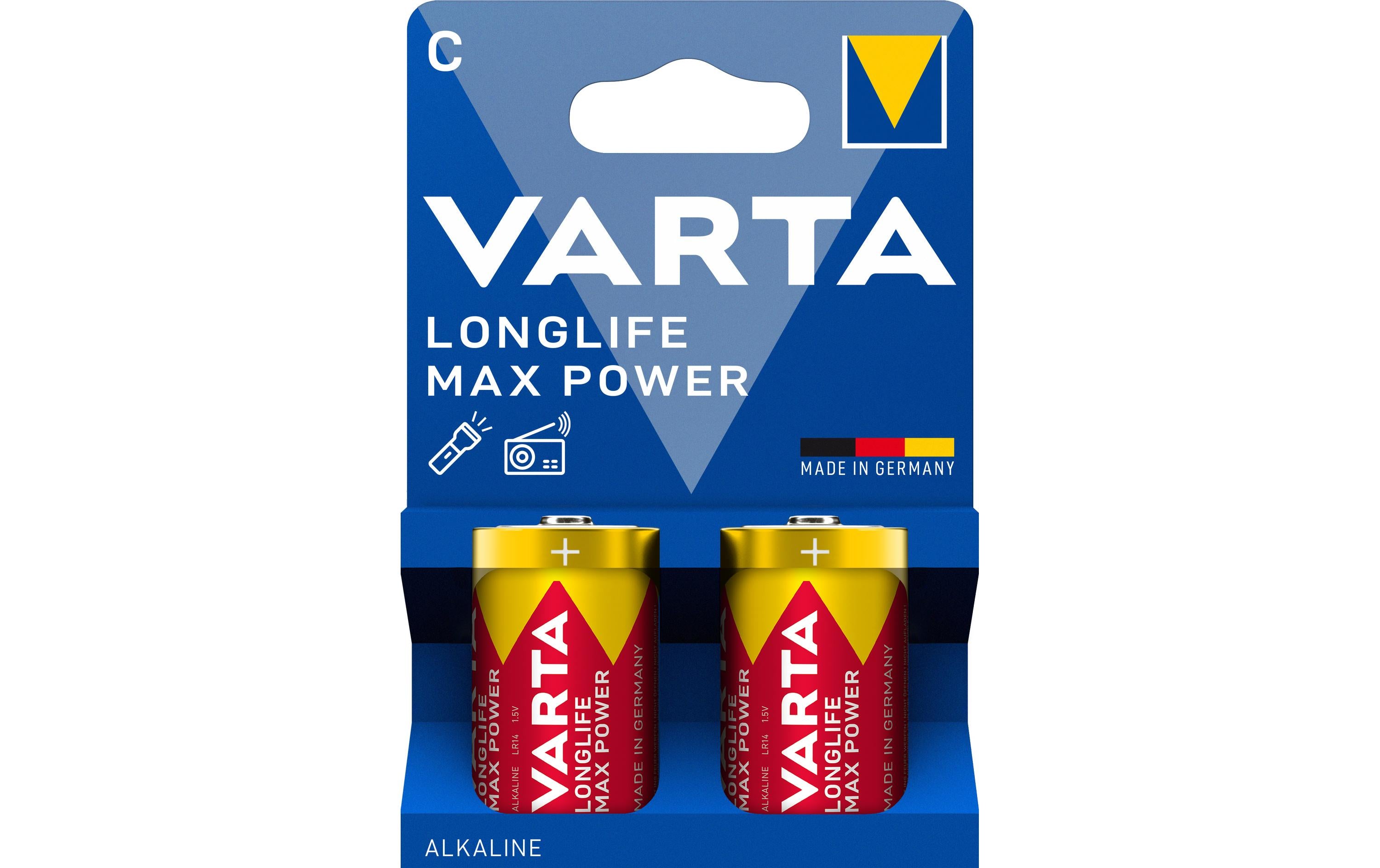 VARTA Batterie Longlife Max Power C, 2Stk 2 Stück, Blister Verpackung, 1.5V