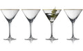 Lyngby Martiniglas Palermo Gold,25cl,4 Stk. Glas mit Goldrand, 17x11 cm (DxH)