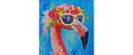 Dameco LED Wandbild Pop Art Flamingo inkl. LED ww, exkl. 3x AA, 3x40x40cm