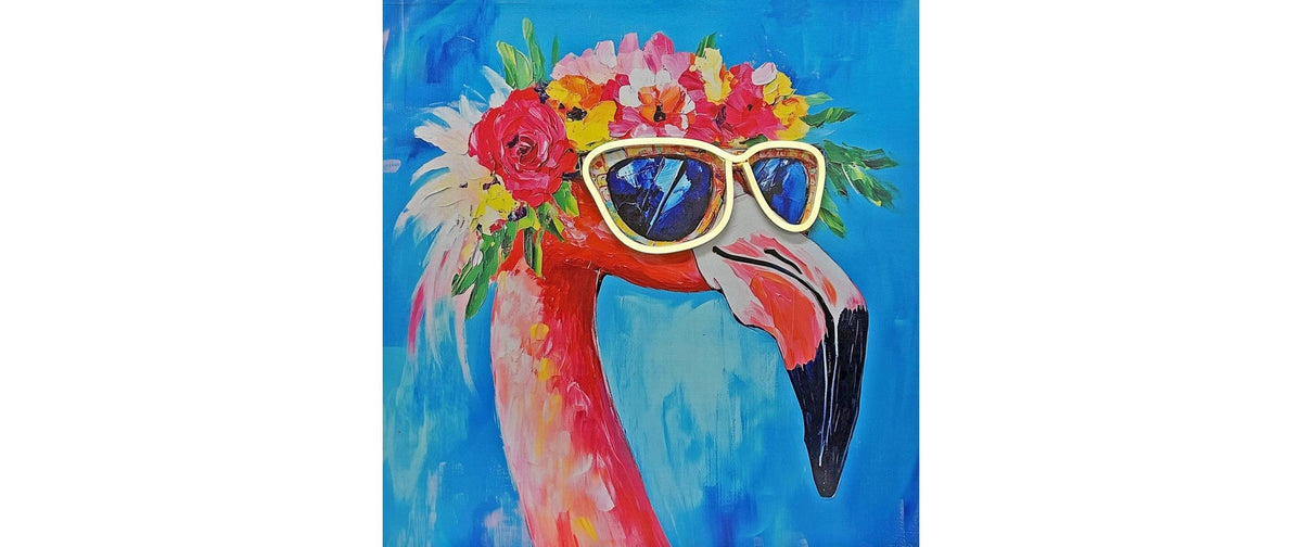 Dameco LED Wandbild Pop Art Flamingo inkl. LED ww, exkl. 3x AA, 3x40x40cm