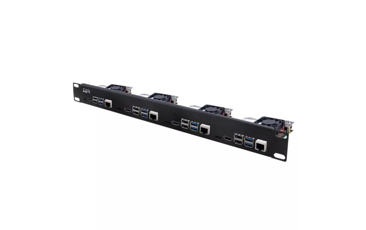 Raspberry Pi 5 19" Server Rack H1 für bis 4x Raspberry Pi 5, Farbe: schwarz