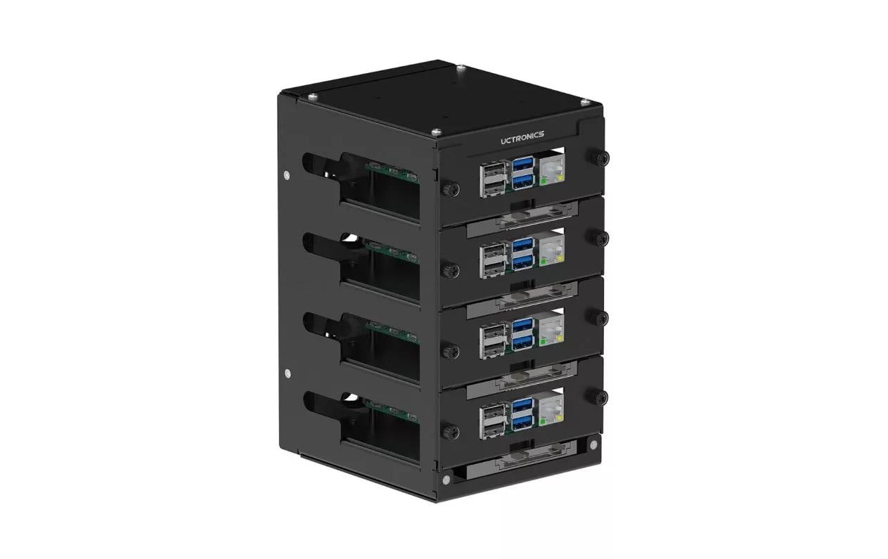 Raspberry Pi Tower Gehäuse U6183, schwarz für bis zu 4x Raspberri Pi alle Modelle