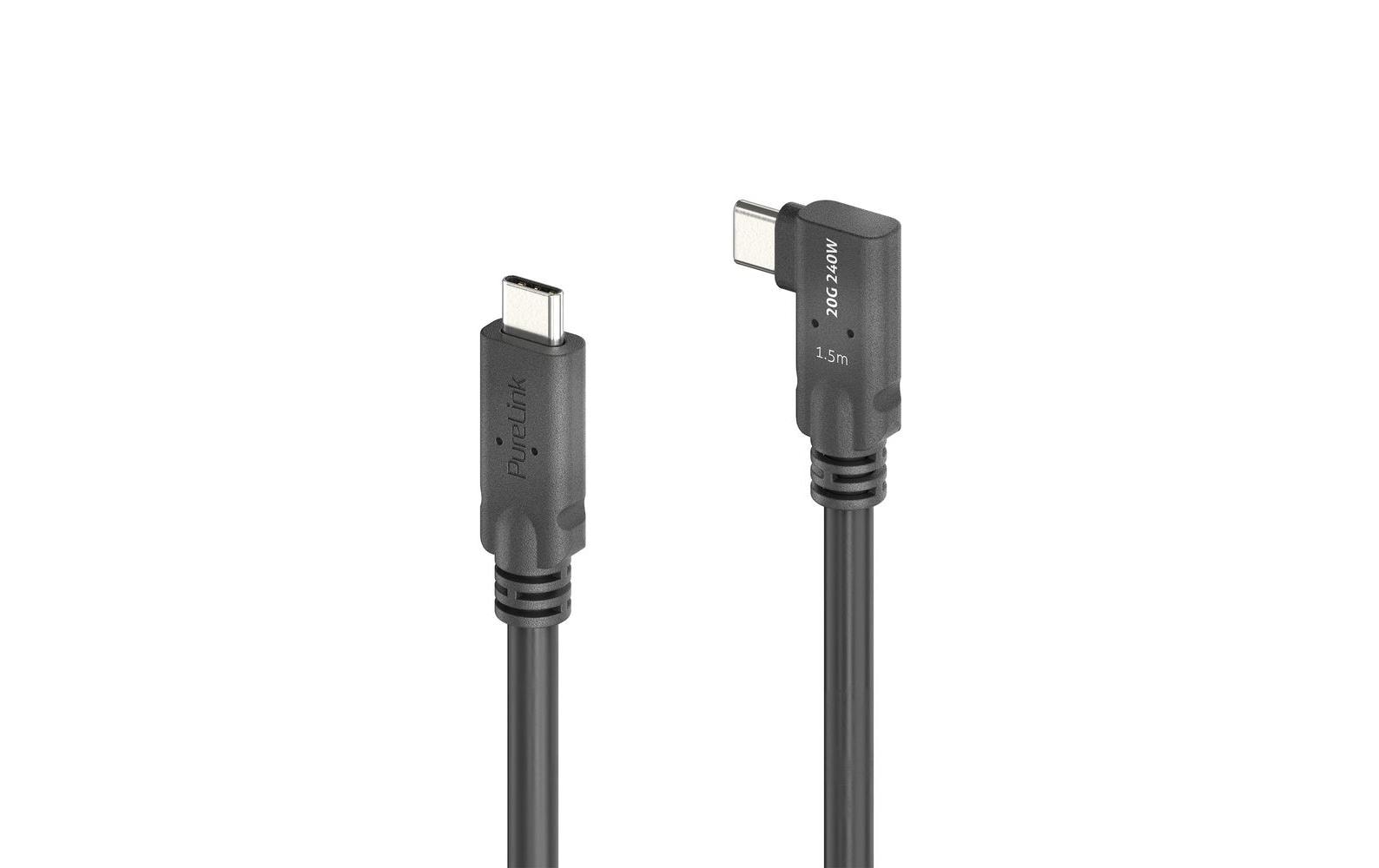 MicroX4 USB4 Kabel Typ C-C, 1.5m, 90°, L/R 20Gbps, 240W, USB4 Gen2, Passive