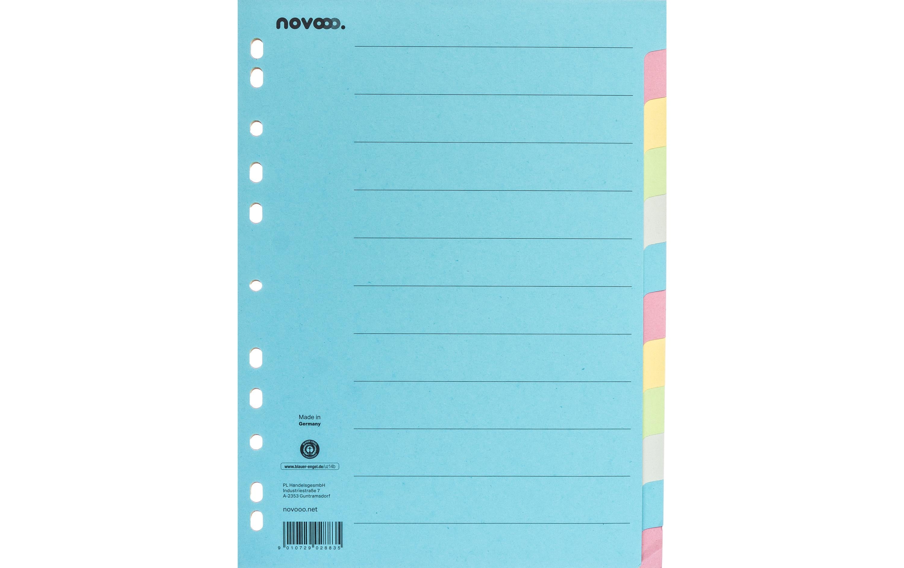 NOVOOO Kartonregister bunt  A4 40581 12-teilig