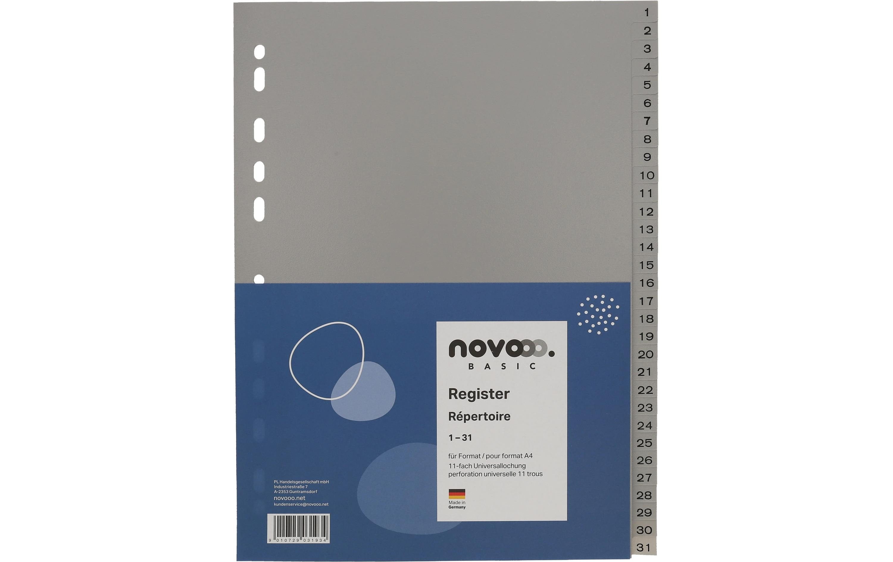 NOVOOO Register PP grau A4 40943 1-31