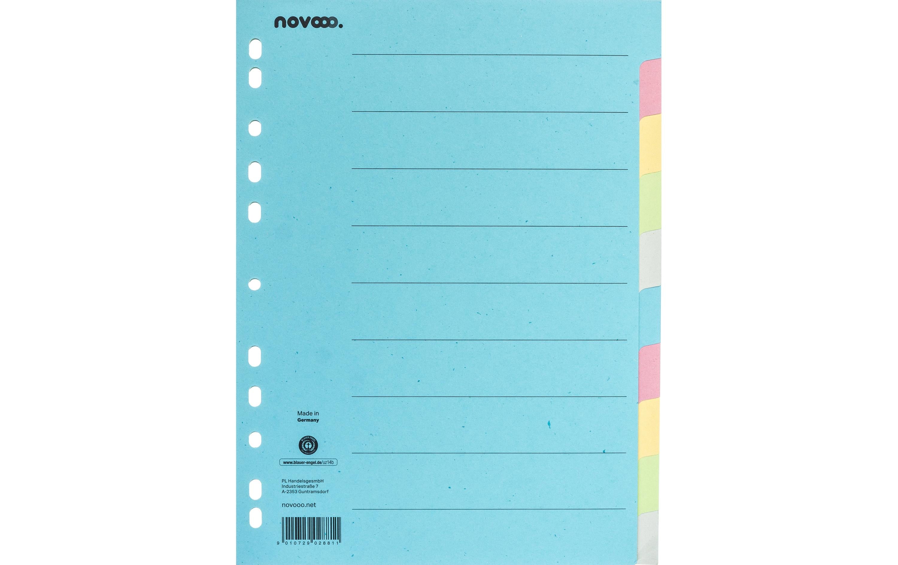 NOVOOO Kartonregister bunt  A4 40579, RC, 10-teilig, 215gm