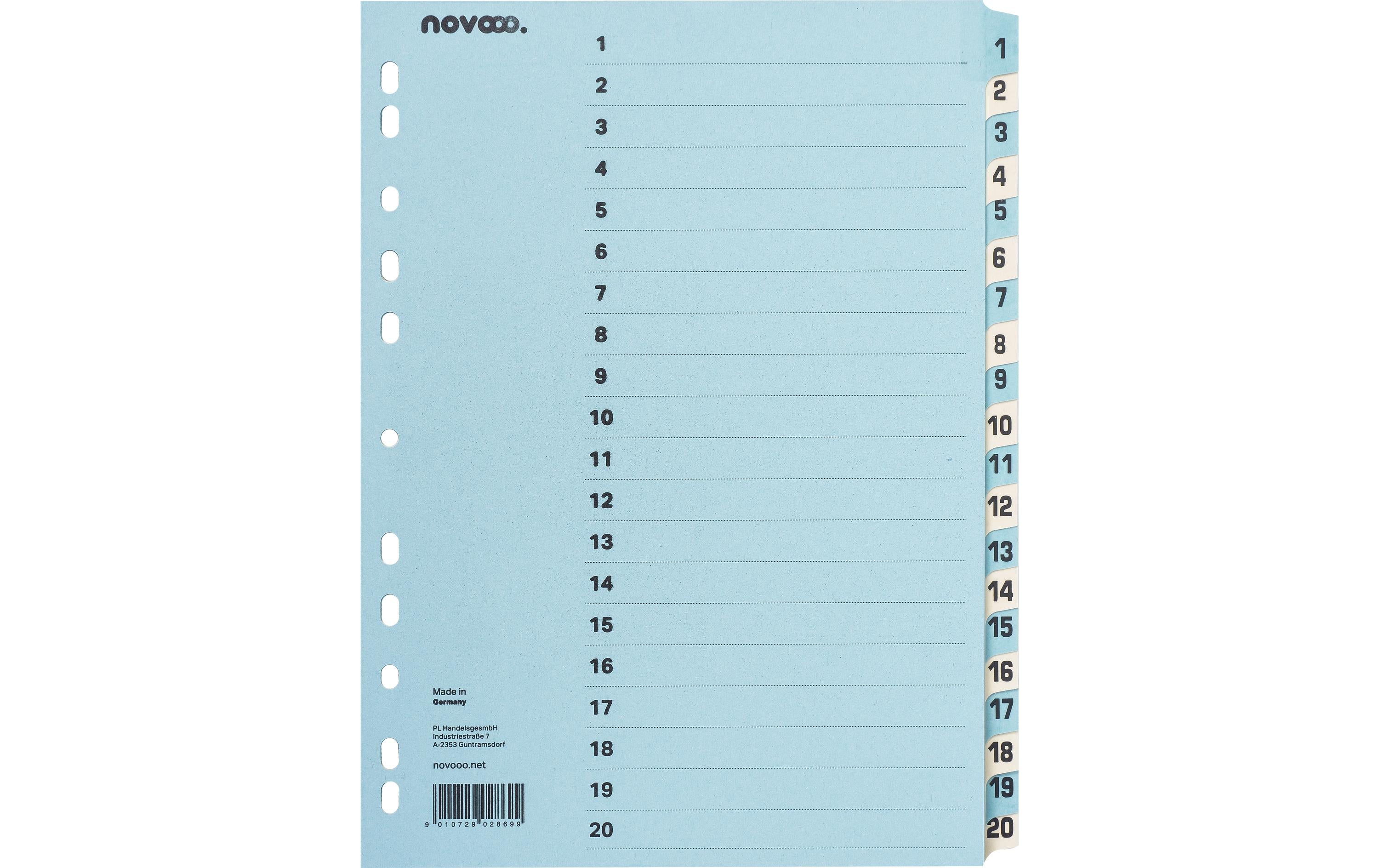 NOVOOO Kartonregister blau/beige A4 40551 1-20