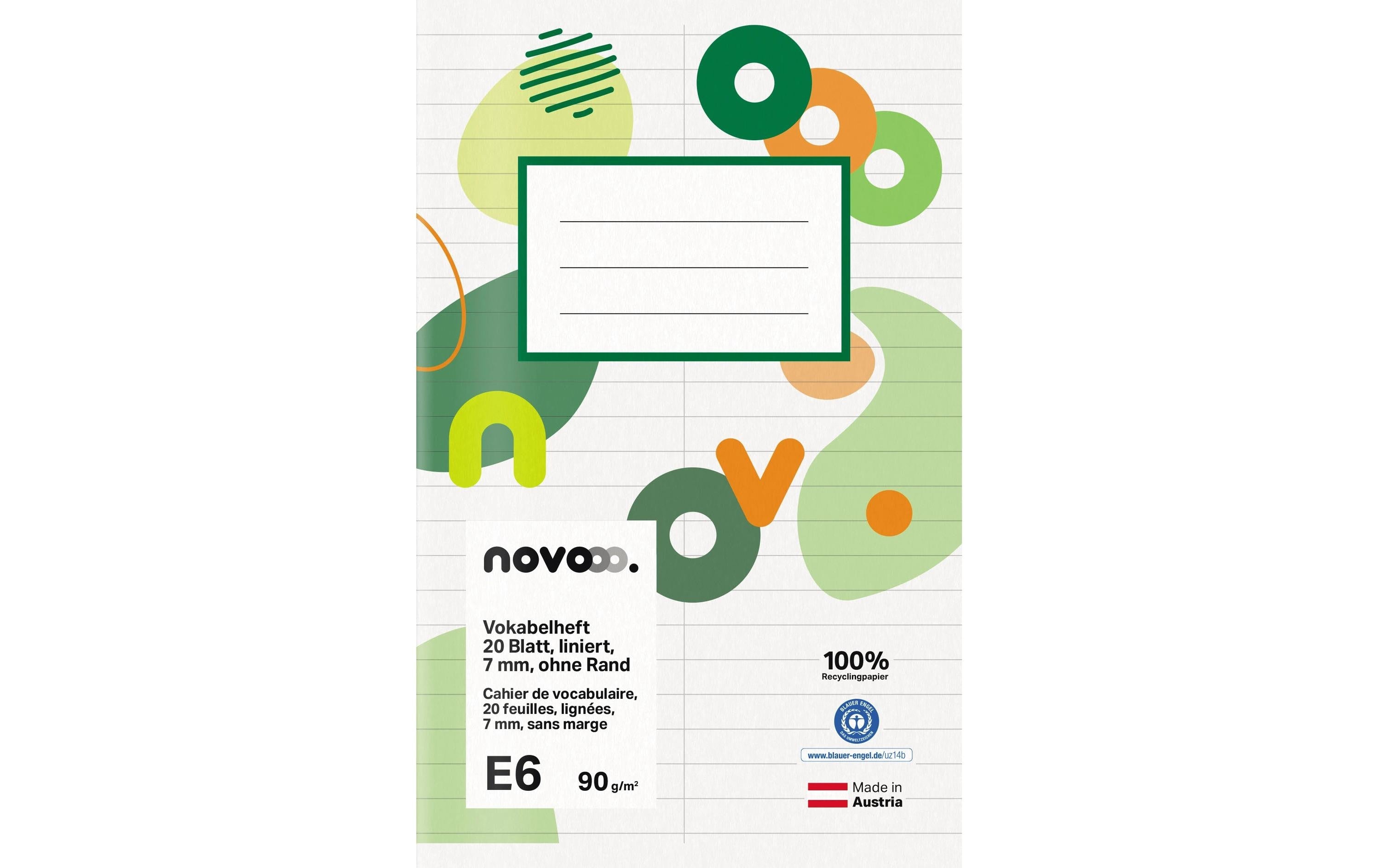 NOVOOO Vokabelheft E6 729770 7mm liniert ohne Rand90g
